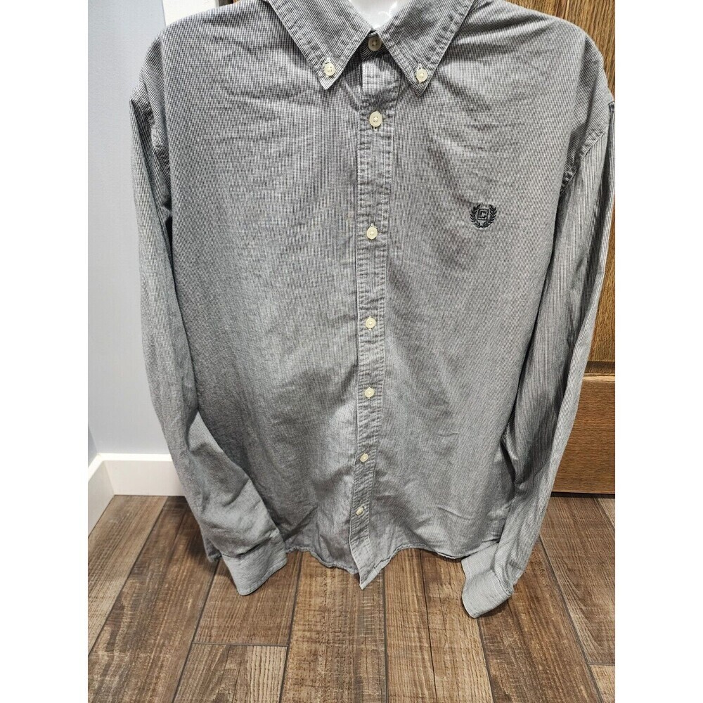 Chaps Custom Fit Men's Long Sleeve Shirt, XL Gray White